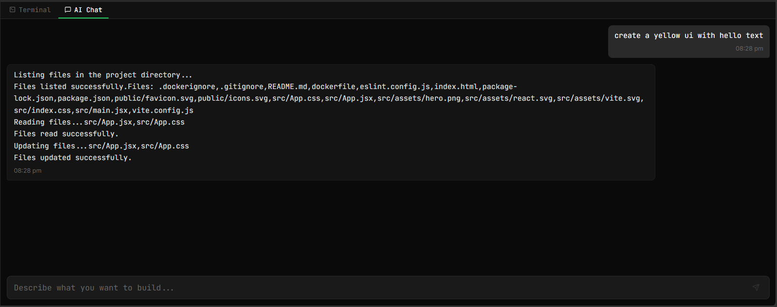 FrontendForge AI chat panel