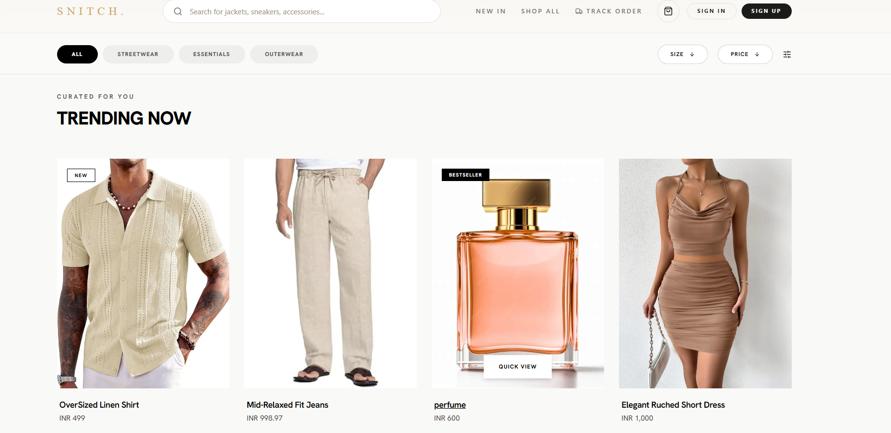 Snitch trending products page